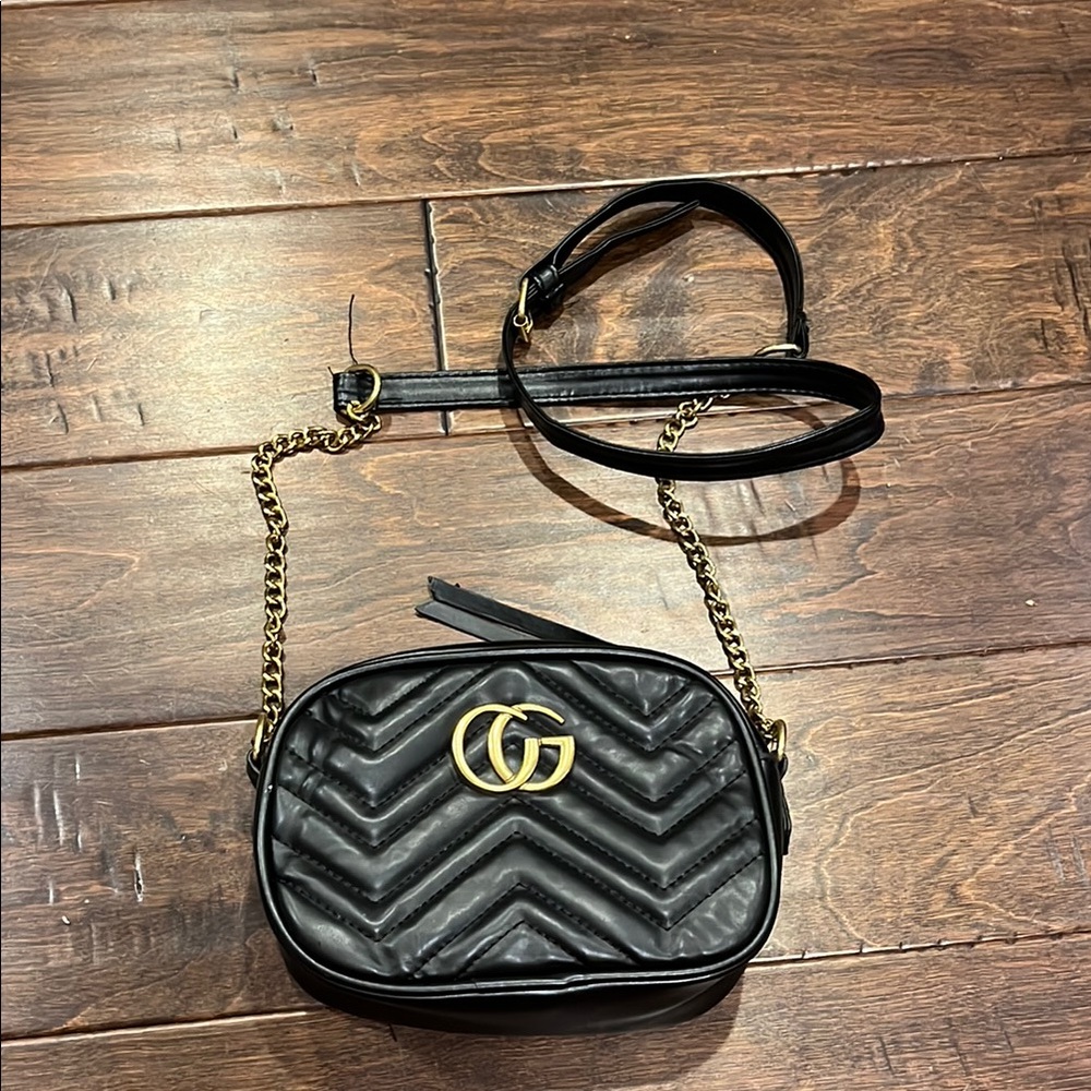 Gucci Black Chevron Crossbody Bag